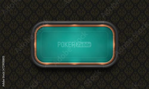 Poker table with blue cloth on dark background. Vector illustration.