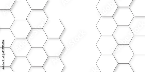 White abstract hexagon wallpaper or background. Abstract honeycomb white technology emboss wall background. Seamless cell background. Abstract honeycomb background.	
 photo