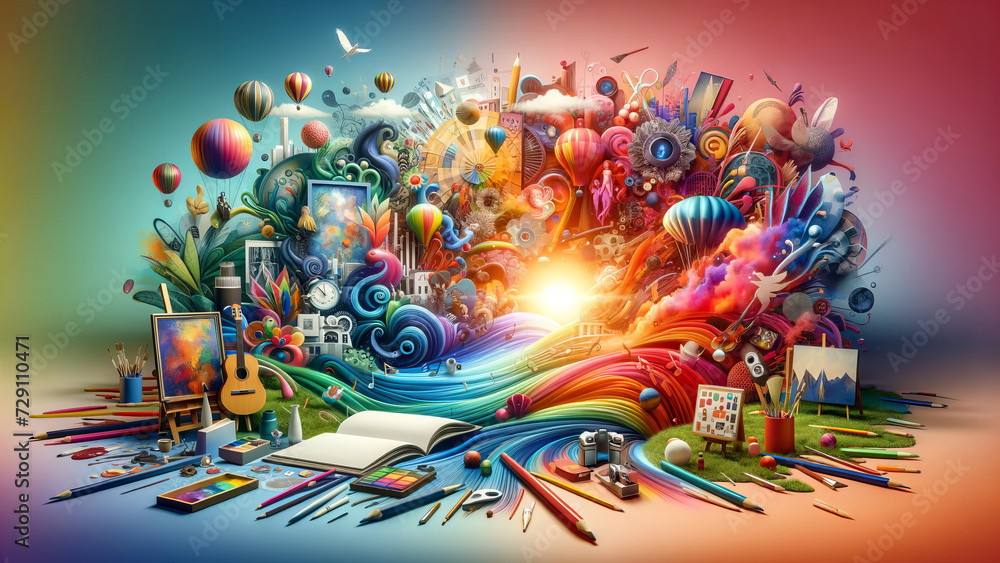 Vibrant Art Collage for World Art Day Celebration