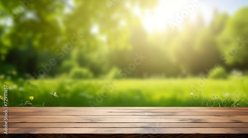 Tabletop with burred nature background