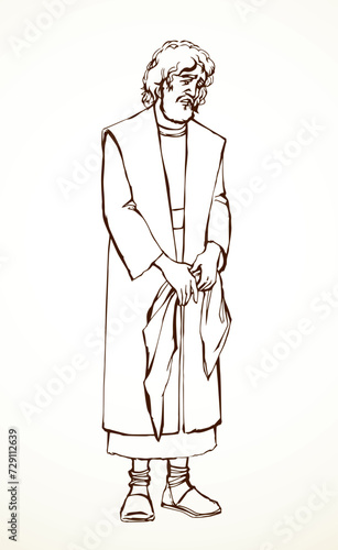 Vector drawing. Upset old man