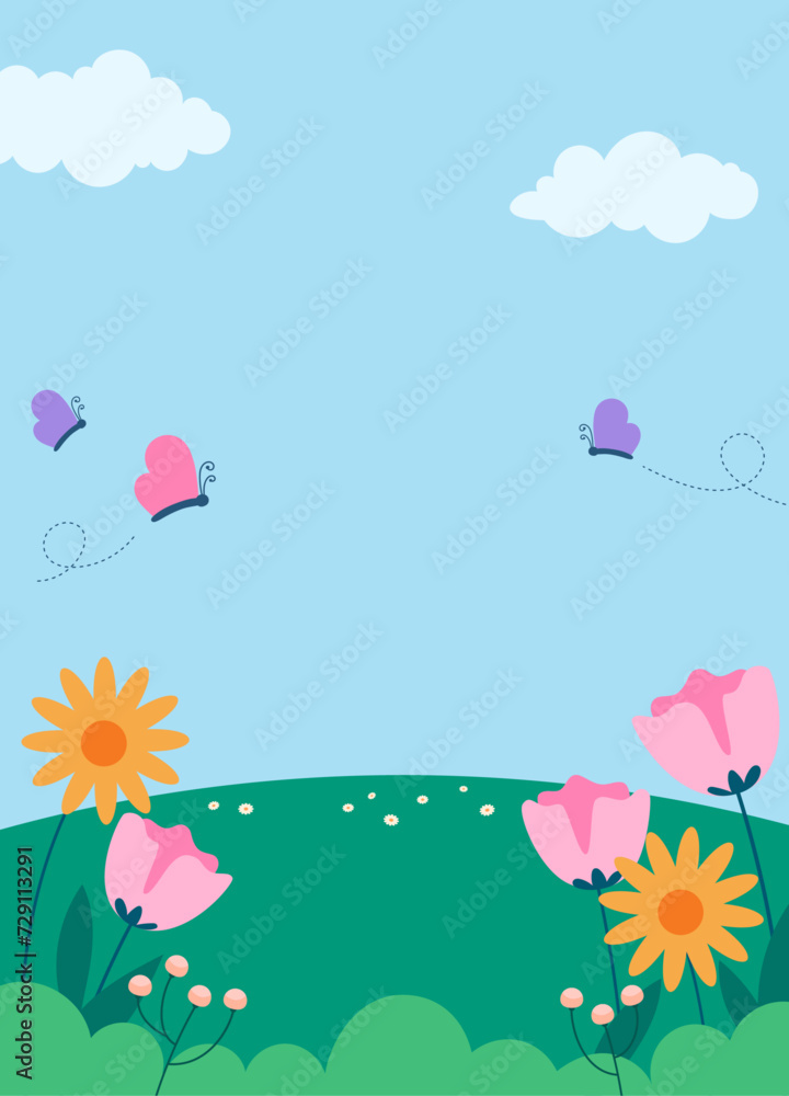 Natural spring portrait background vector illustration