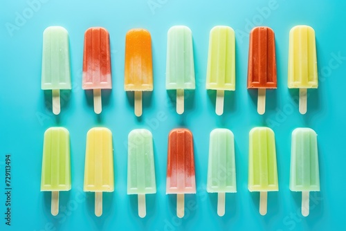 Frozen Rainbow  A Delightful Array of Colorful Popsicles on a Sunny Day - Generative AI