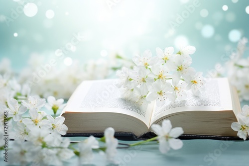 Spiritual Enlightenment: Cross and Orchids on Holy Books - Generative AI