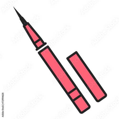 Black eyeliner icon vector isolated. Line symbol of cosmetic tool, concept of beauty and fashion. Eyeliner pencil. Female accessories