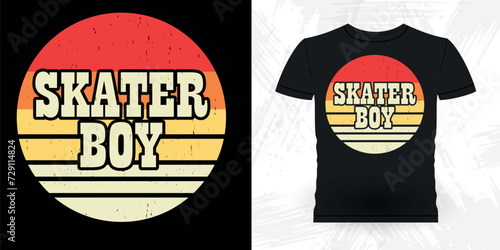 Skater Boy Funny Skating Skateboard Skater Retro Vintage T-shirt Design