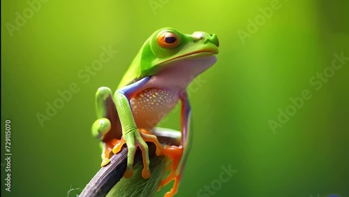 frog on a grass stalk video 4k photo
