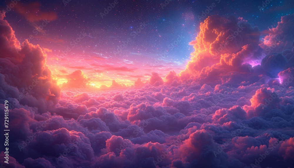 Pink Clouds in the Sky A Stunning View of the Cloudscape Generative AI