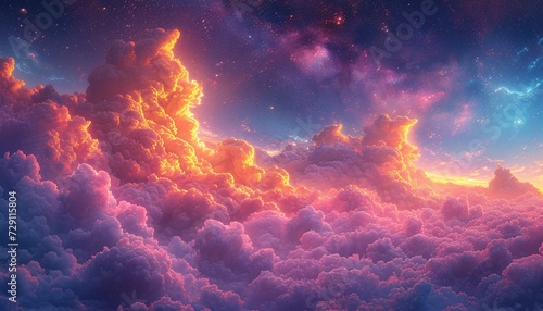 Pink Clouds in the Sky A Stunning View of the Cosmos Generative AI