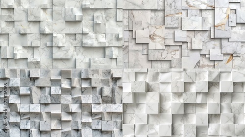 Contemporary marble texture adorned with an elegant arrangement of seamless white squares
