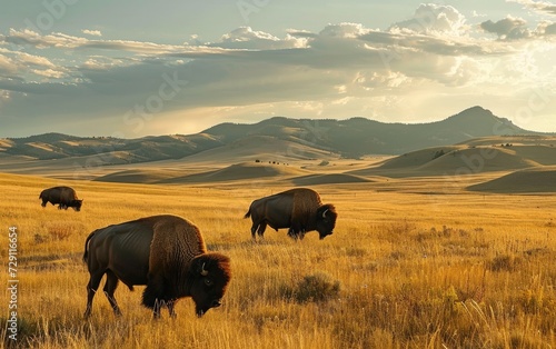 Majestic Bison on American Plains