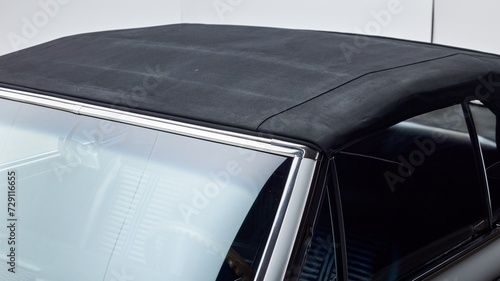 Black convertible top on a car