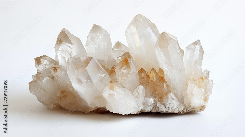 Macro mineral stone rhinestone in crystals on a white background Macro mineral stone rhinestone in crystals on a white background
