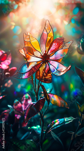 Stained glass flower in the garden