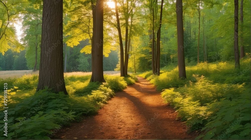 Obraz premium Maple forest, pathway, photography backdrop, wedding backdrop, maternity backdrop