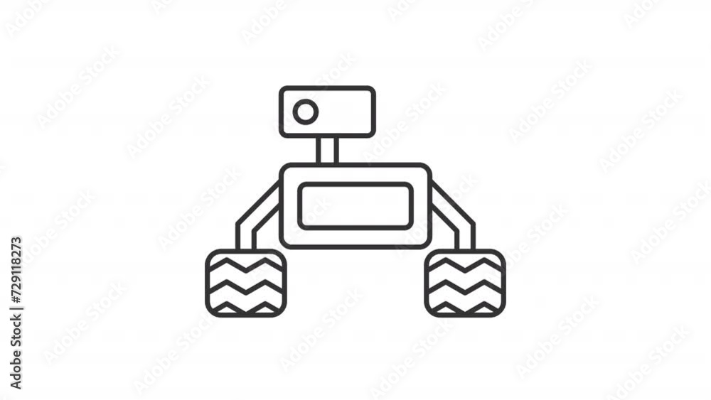 Animated space exploring robot icon. Rover collecting samples line animation. Advanced technology assistance. Black illustration on white background. HD video with alpha channel. Motion graphic Animated space exploring robot icon. Rover collecting samples line animation. Advanced technology assistance. Black illustration on white background. HD video with alpha channel. Motion graphic