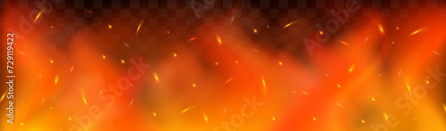 Overlay effect of flames, fire and sparks on a transparent background. Design of websites, social networks, advertising materials, packaging, games, covers, posters, mobile applications