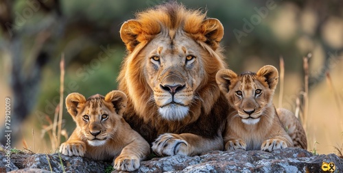 Lion Family Photo A Candid Moment of Love and Protection Generative AI