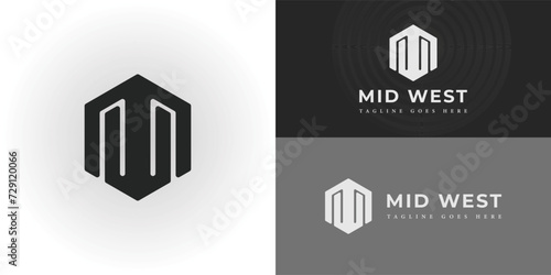 Abstract initial letter MW logo in black color isolated in black white background applied for e-commerce construction material logo also suitable for the brands or companies that have initial name WM