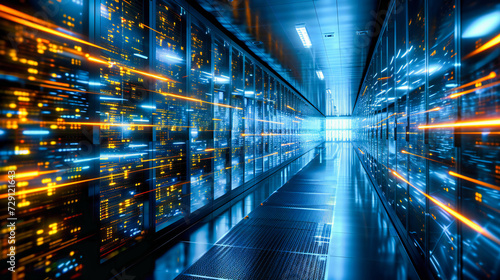 Wallpaper Mural Interior of a high-tech datacenter with server racks, emphasizing the importance of digital storage and connectivity in a secure networking environment Torontodigital.ca