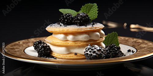 A plate of pancakes ,Pancakes with caviar,Mini Pancake,brunch, food, homemade, syrup, butter, delicious, tasty, stack, 