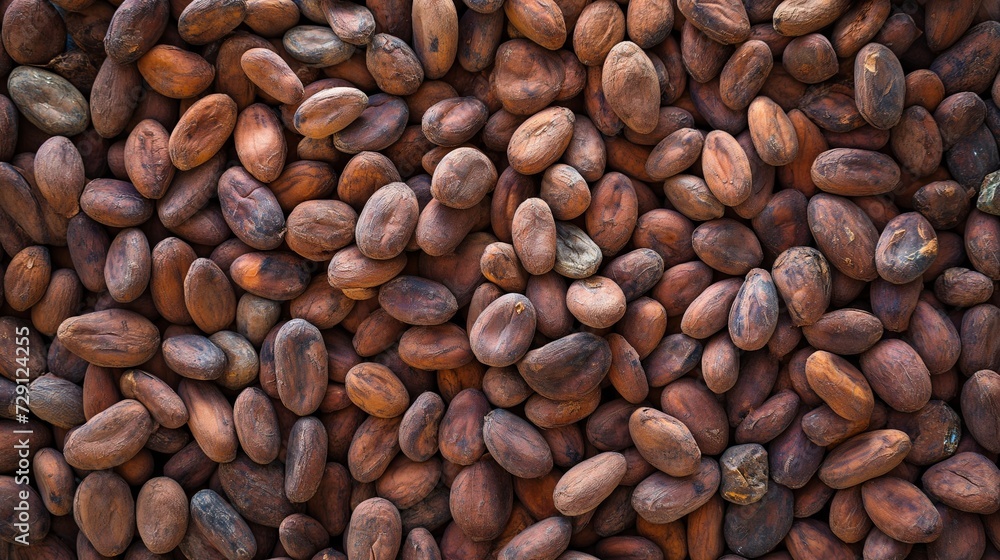 Dried cocoa beans and dried cocoa pods on wooden background Dried cocoa beans and dried cocoa pods on wooden background