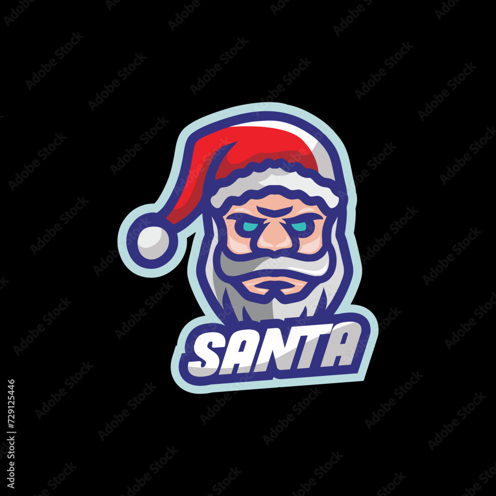 Santa gamer mascot. esport logo design