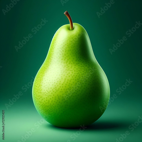 "Pristine Pear on Green": A captivating food photograph showcasing the elegance of a single pear, perfectly isolated against a vibrant green background. 
