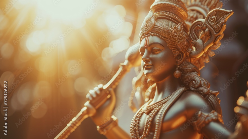 divine celebration: honoring Ram Navami, a sacred Hindu festival commemorating the birth of Lord Rama, with devout worship, spiritual rituals, and vibrant cultural festivities steeped in tradition - obrazy, fototapety, plakaty 