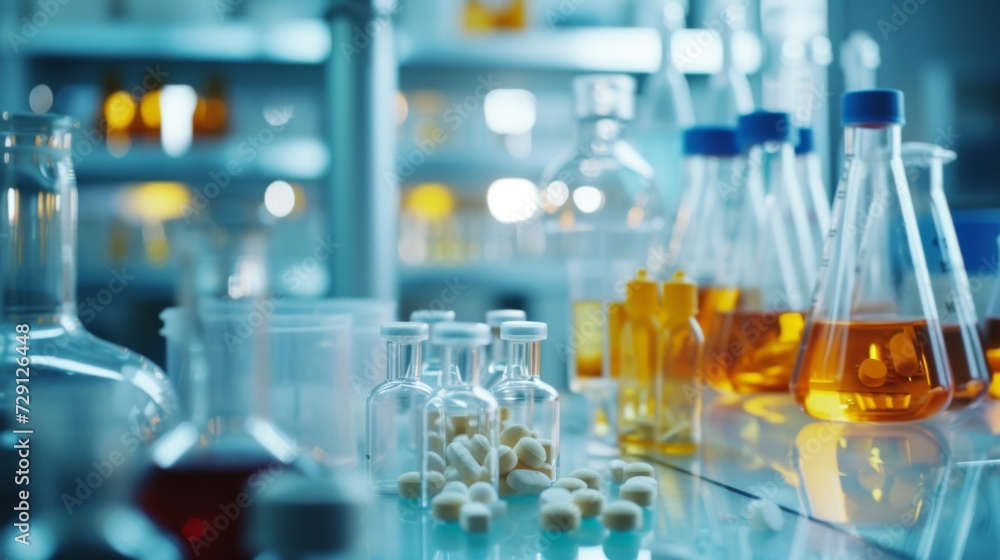 Tablets and capsules production process. Big Pharma illustration. Pharmaceutical industry Tablets and capsules production process. Big Pharma illustration. Pharmaceutical industry