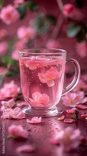 Pink Petals and Bubbles A Fresh and Fizzy Drink for a Springy Afternoon Generative AI