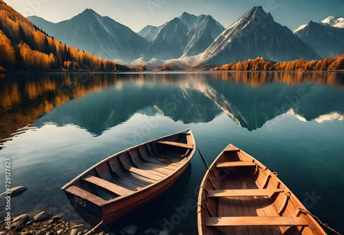 canoe on lake photo