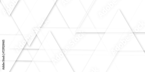 White paper triangles as energy mess abstract pattern in bright light with soft light shadows, corners, top view. Airy tender softness modern background .