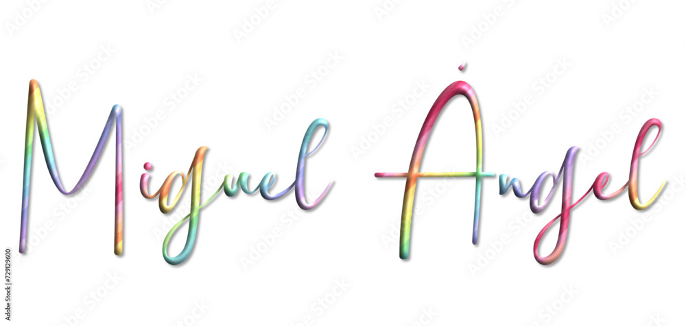 Miguel Ángel - multicolor - 3d name written - Three-dimensional effect, tubular writing- for websites, greetings, banners, cards, books, t-shirt, sweatshirt, prints, cricut, silhouette, sublimation 