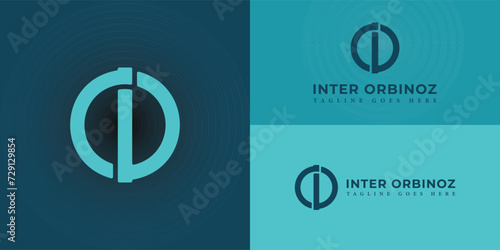 abstract initial letter IO logo in blue cyan color isolated in deep blue background applied for internet and technology company logo also suitable for the brands or companies that have initial name OI