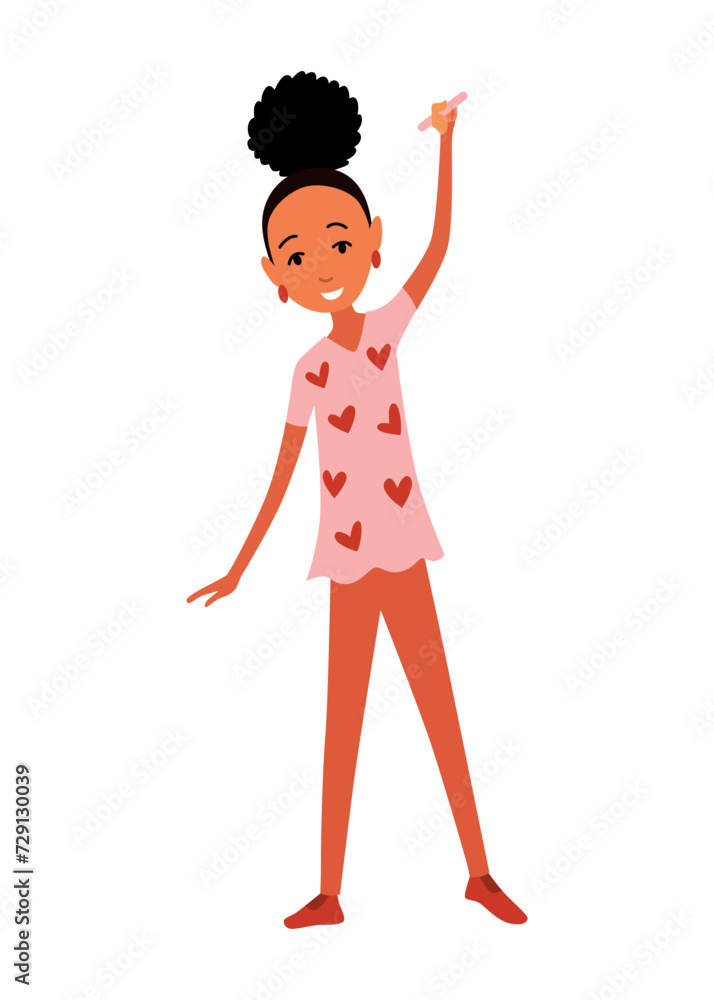 Kid Painting and Drawing with Brushes and Pencils on White Wall Vector Illustration Kid Painting and Drawing with Brushes and Pencils on White Wall Vector Illustration
