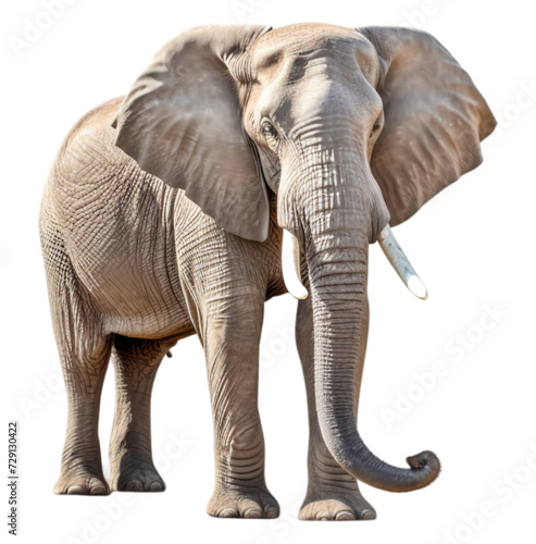 portrait of adult elephant looking forward isolated on transparent background  generative ai