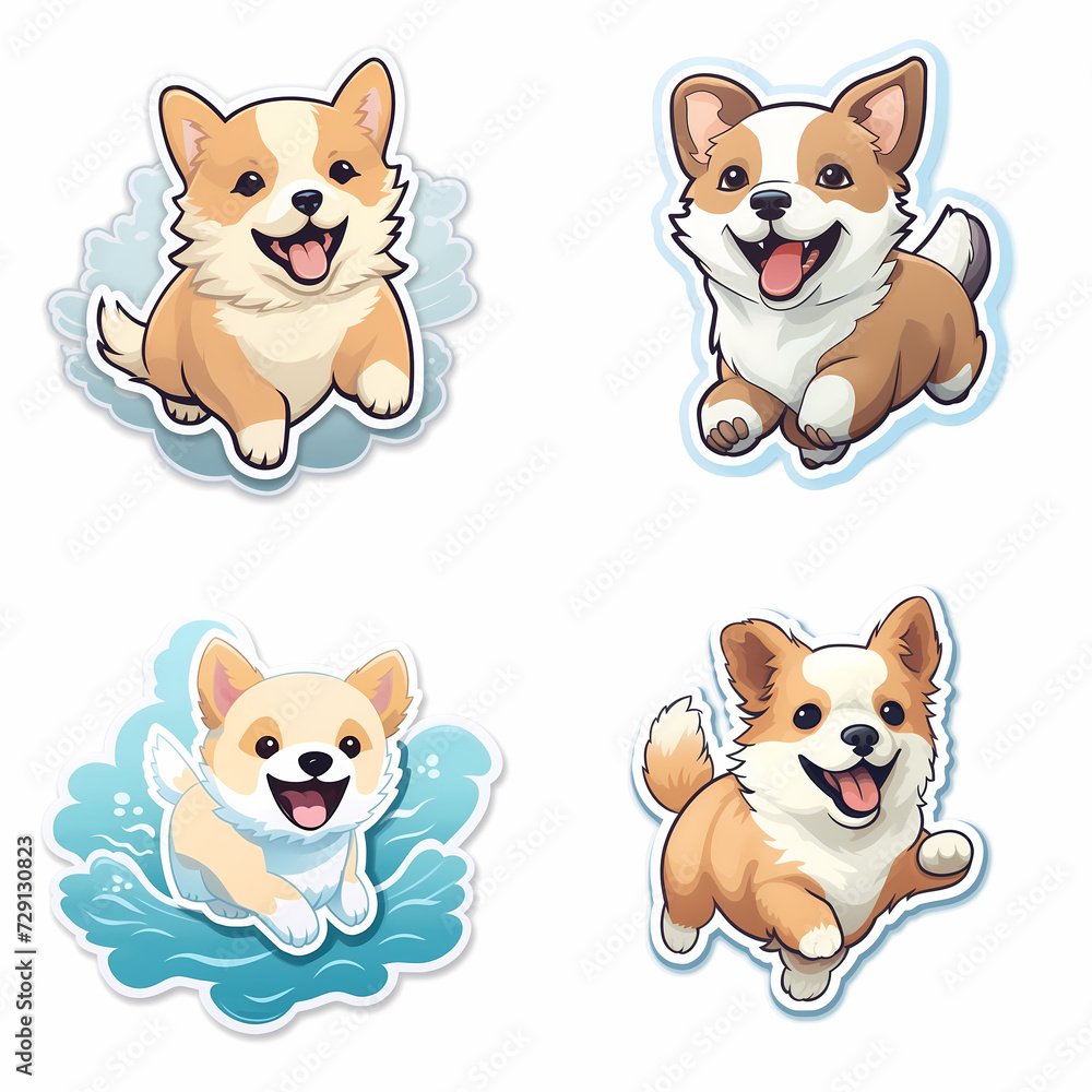 Design in set dog happy running sticker die cut of dog beautiful. Design in set dog happy running sticker die cut of dog beautiful.