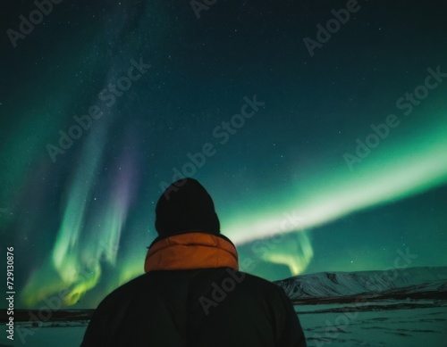 looking up at the Northern Lights in Iceland
