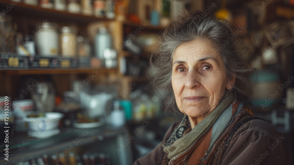 Elderly woman in a store Elderly woman in a store