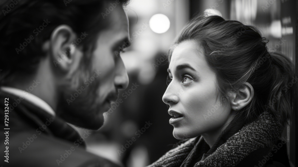 Close-up portrait of a man and woman. Close-up portrait of a man and woman.