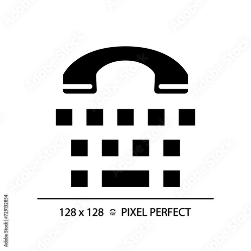 Communication device for the deaf black glyph icon. Lifestyle hearing problem medicine. Modern technology deaf device. Silhouette symbol on white space. Solid pictogram. Vector isolated illustration