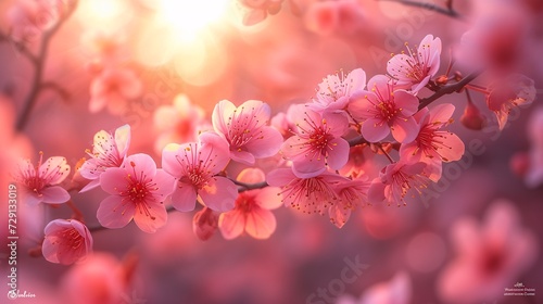 Pink Blossoms in Full Bloom A Celebration of Spring s Vibrant Colors Generative AI