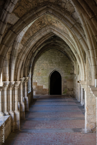 Monastery of Santa María la Real de Iranzu, cloister, 12th - 14th century, Camino de Santiago, Abárzuza, Navarra, Spain, Europe