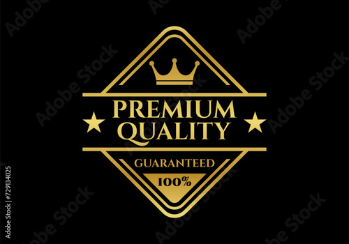 Premium Quality stamp, badge or logo. Best quality badge or seal with crown and stars. Vector illustration.
