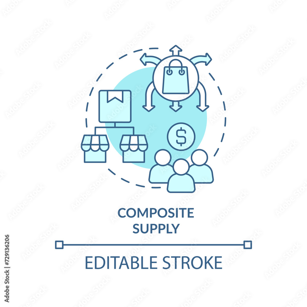 Composite supply soft blue concept icon. Composite supply product for various uses. Round shape line illustration. Abstract idea. Graphic design. Easy to use in brochure marketing