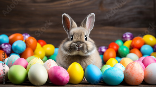 Easter bunny and many Easter eggs. © Anaya