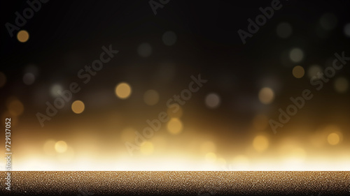 the black background is festive, the horizon line is bokeh, the glare from blurred golden sparks along the narrow horizon