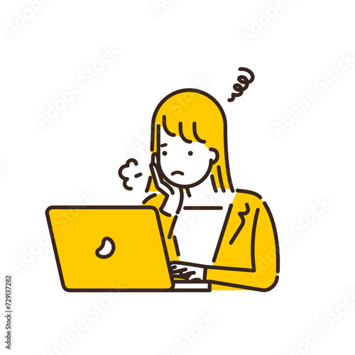 パソコンを使っているビジネスパーソンのイラスト