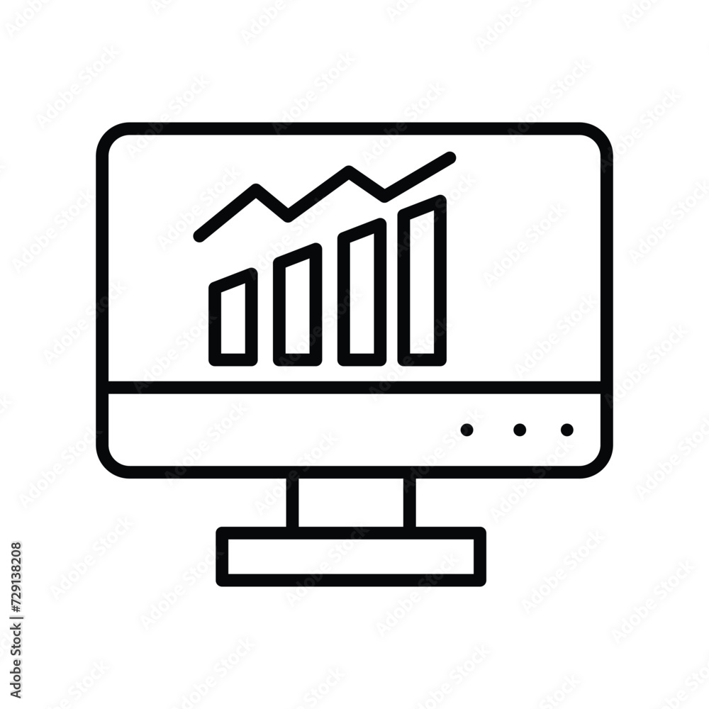 computer screen with data icon with white background vector stock illustration computer screen with data icon with white background vector stock illustration